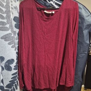 EVRI Burgundy Ribbed Blouse
